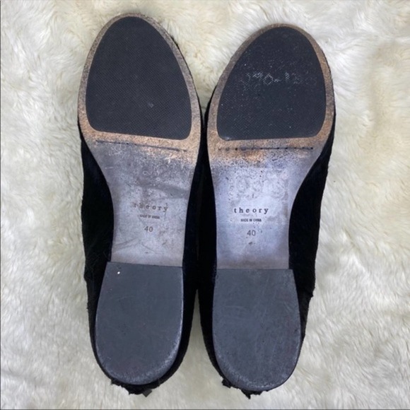 Theory Black Pony Hair Rear Zip Ankle Boot Size 10 - Picture 7 of 8